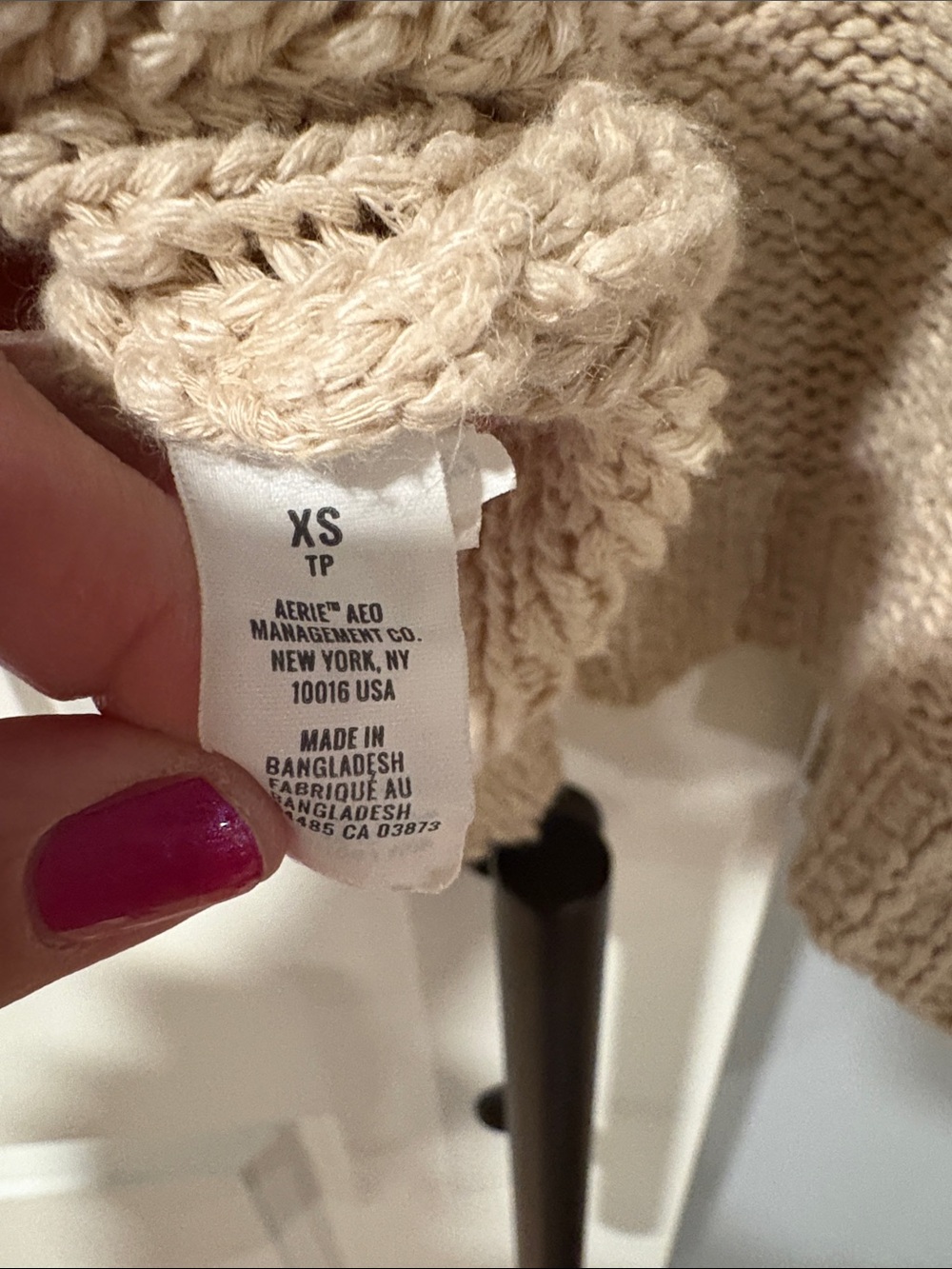 aerie Light Beige Open-Front Pocket Knit Cardigan - Picture 5 of 5
